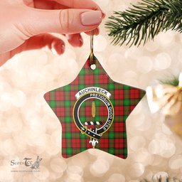 Scotstee Shop - Scotstee Shop Ornament The Auchinleck Clan Tartan Crest Star Ceramic Ornament Christmas Gift