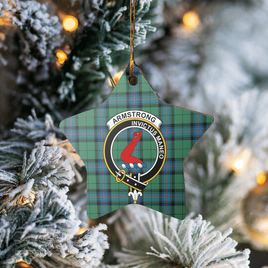 Scotstee Shop - Scotstee Shop Ornament The Armstrong Ancient Clan Tartan Crest Star Ceramic Ornament Christmas Gift