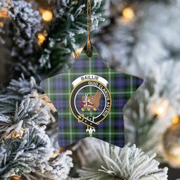 Scotstee Shop - Scotstee Shop Ornament The Baillie Modern Clan Tartan Crest Star Ceramic Ornament Christmas Gift