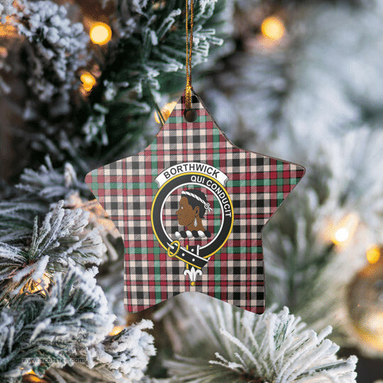 Scotstee Shop - Scotstee Shop Ornament The Borthwick Dress Ancient Clan Tartan Crest Star Ceramic Ornament Christmas Gift