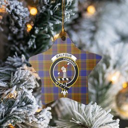 Scotstee Shop - Scotstee Shop Ornament The Balfour Modern Clan Tartan Crest Star Ceramic Ornament Christmas Gift