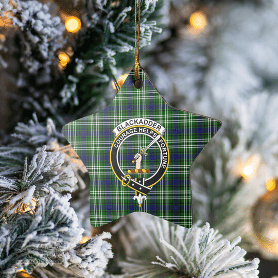 Scotstee Shop - Scotstee Shop Ornament The Blackadder Clan Tartan Crest Star Ceramic Ornament Christmas Gift