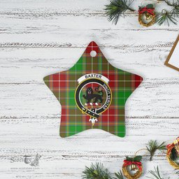 Scotstee Shop - Scotstee Shop Ornament The Baxter Modern Clan Tartan Crest Star Ceramic Ornament Christmas Gift