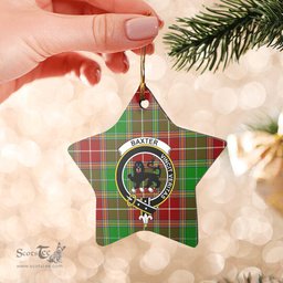 Scotstee Shop - Scotstee Shop Ornament The Baxter Modern Clan Tartan Crest Star Ceramic Ornament Christmas Gift