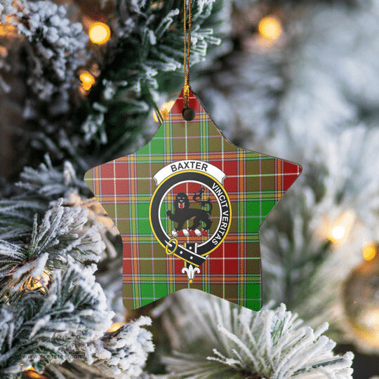 Scotstee Shop - Scotstee Shop Ornament The Baxter Modern Clan Tartan Crest Star Ceramic Ornament Christmas Gift