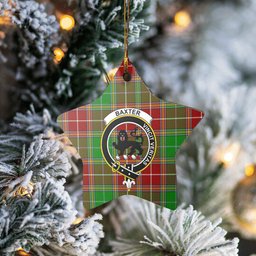 Scotstee Shop - Scotstee Shop Ornament The Baxter Modern Clan Tartan Crest Star Ceramic Ornament Christmas Gift