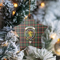 Scotstee Shop - Scotstee Shop Ornament The Cumming Hunting Ancient Clan Tartan Crest Star Ceramic Ornament Christmas Gift