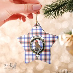 Scotstee Shop - Scotstee Shop Ornament The Boswell Modern Clan Tartan Crest Star Ceramic Ornament Christmas Gift
