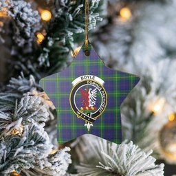 Scotstee Shop - Scotstee Shop Ornament The Boyle Clan Tartan Crest Star Ceramic Ornament Christmas Gift