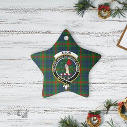Scotstee Shop - Scotstee Shop Ornament The Aiton Clan Tartan Crest Star Ceramic Ornament Christmas Gift