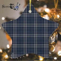 Navy Formal Dress Tartan Ornament Star Ornament, Christmas Star Decorations, ceramic ornament, Plaid Star Ceramic Ornament, Christmas Ornament Decorations Gift
