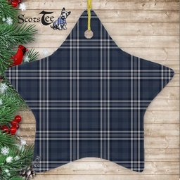 Navy Formal Dress Tartan Ornament Star Ornament, Christmas Star Decorations, ceramic ornament, Plaid Star Ceramic Ornament, Christmas Ornament Decorations Gift