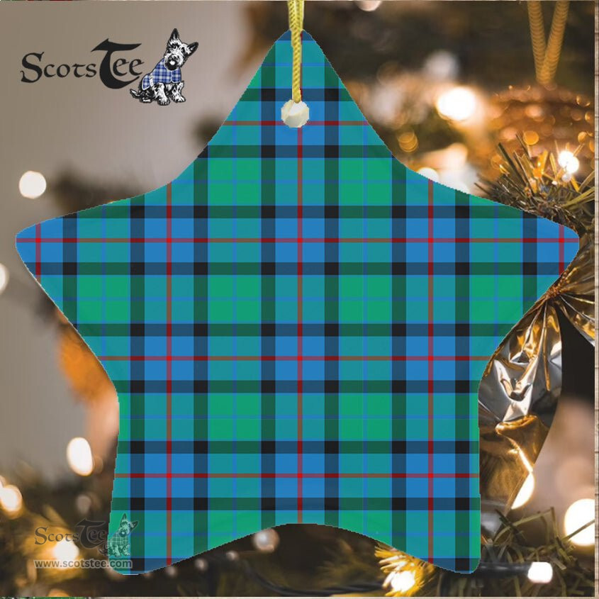 Flower Of Scotland Tartan Ornament Star Ornament, Christmas Star Decorations, ceramic ornament, Plaid Star Ceramic Ornament, Christmas Ornament Decorations Gift