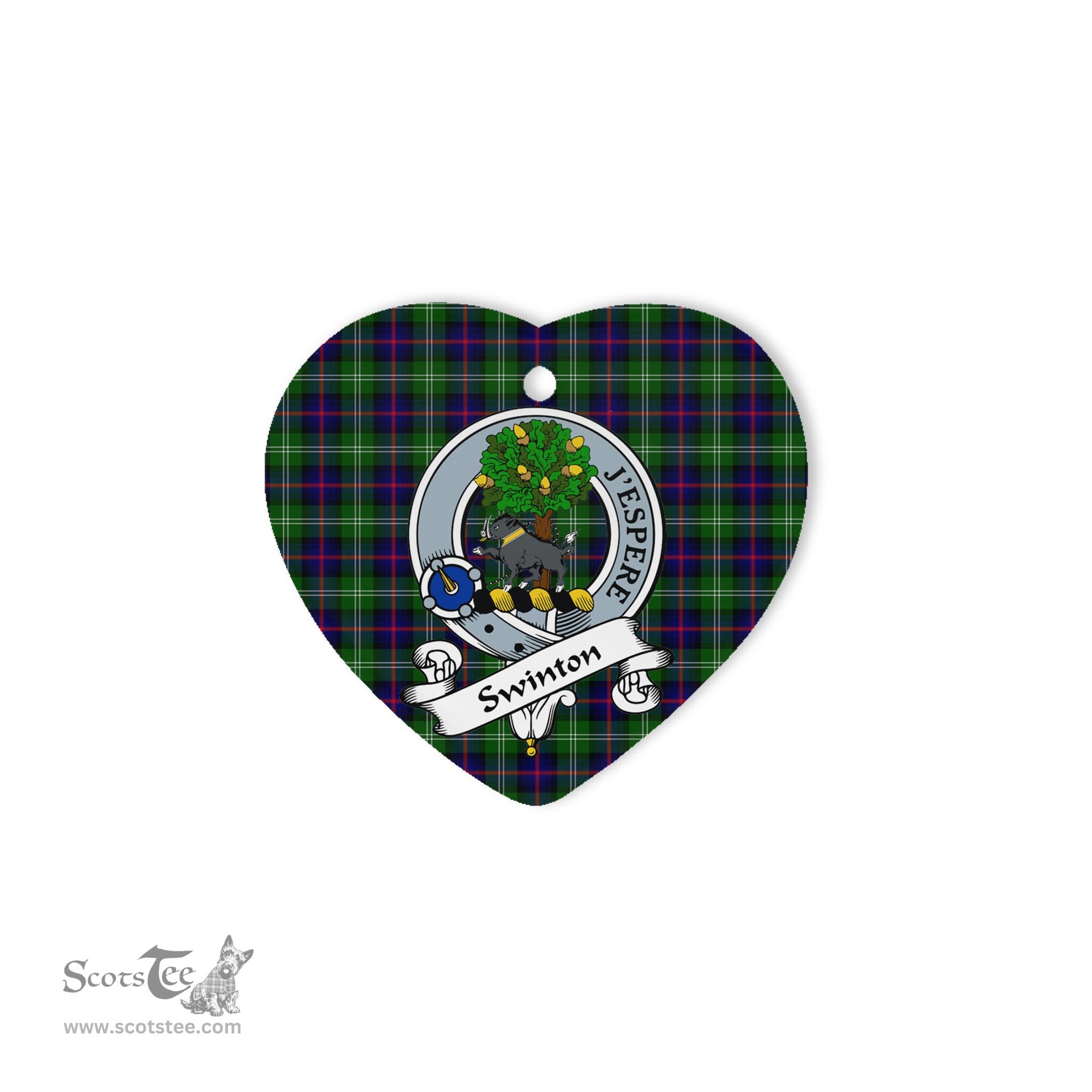Swinton Scottish Clan Badge Plaid Christmas Ornaments Gift Heart Ornament Swinton Clan Tartan Ornaments, Plaid Ornament, christmas Ornament, plaid christmas ornament
