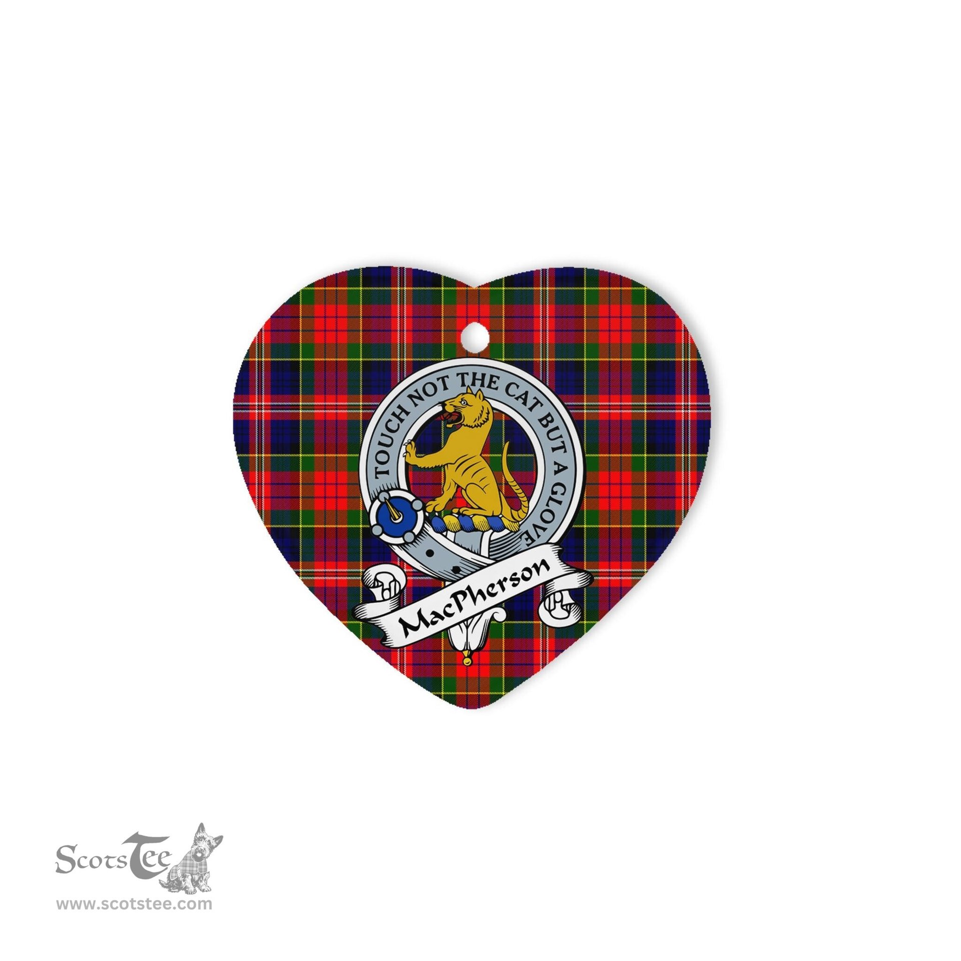 Macpherson Scottish Clan Badge Plaid Christmas Ornaments Gift Heart Ornament Macpherson Clan Tartan Ornaments, Plaid Ornament, christmas Ornament, plaid christmas ornament