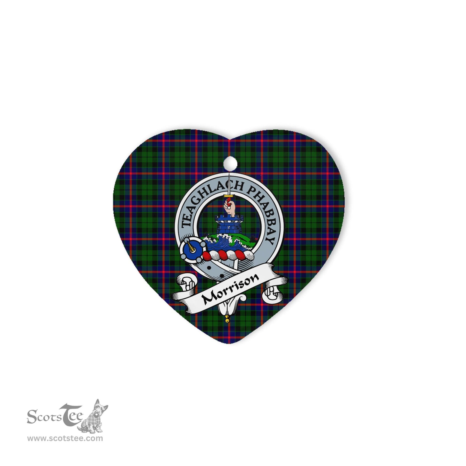 Morrison Scottish Clan Badge Plaid Christmas Ornaments Gift Heart Ornament Morrison Clan Tartan Ornaments, Plaid Ornament, christmas Ornament, plaid christmas ornament