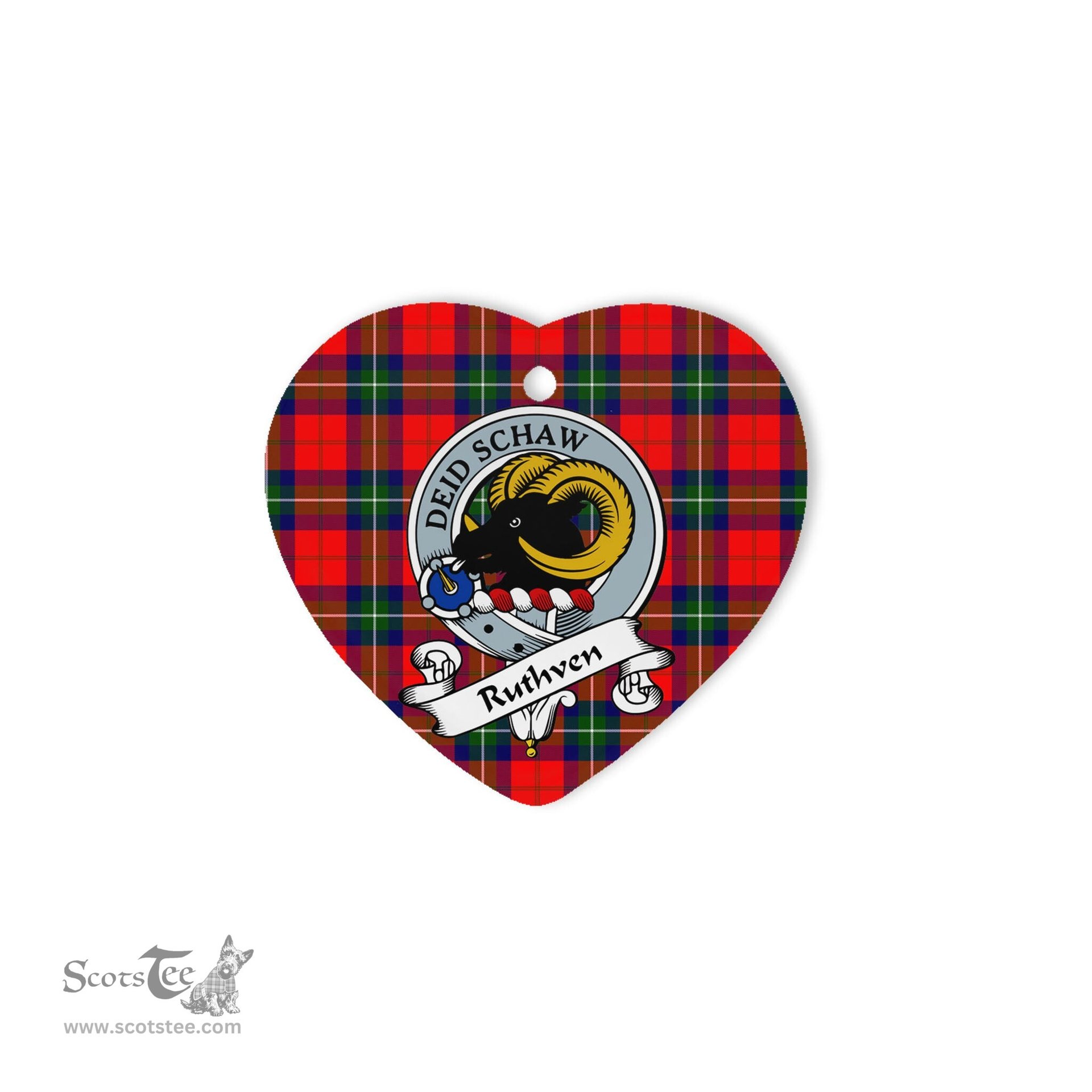 Ruthven Scottish Clan Badge Plaid Christmas Ornaments Gift Heart Ornament Ruthven Clan Tartan Ornaments, Plaid Ornament, christmas Ornament, plaid christmas ornament