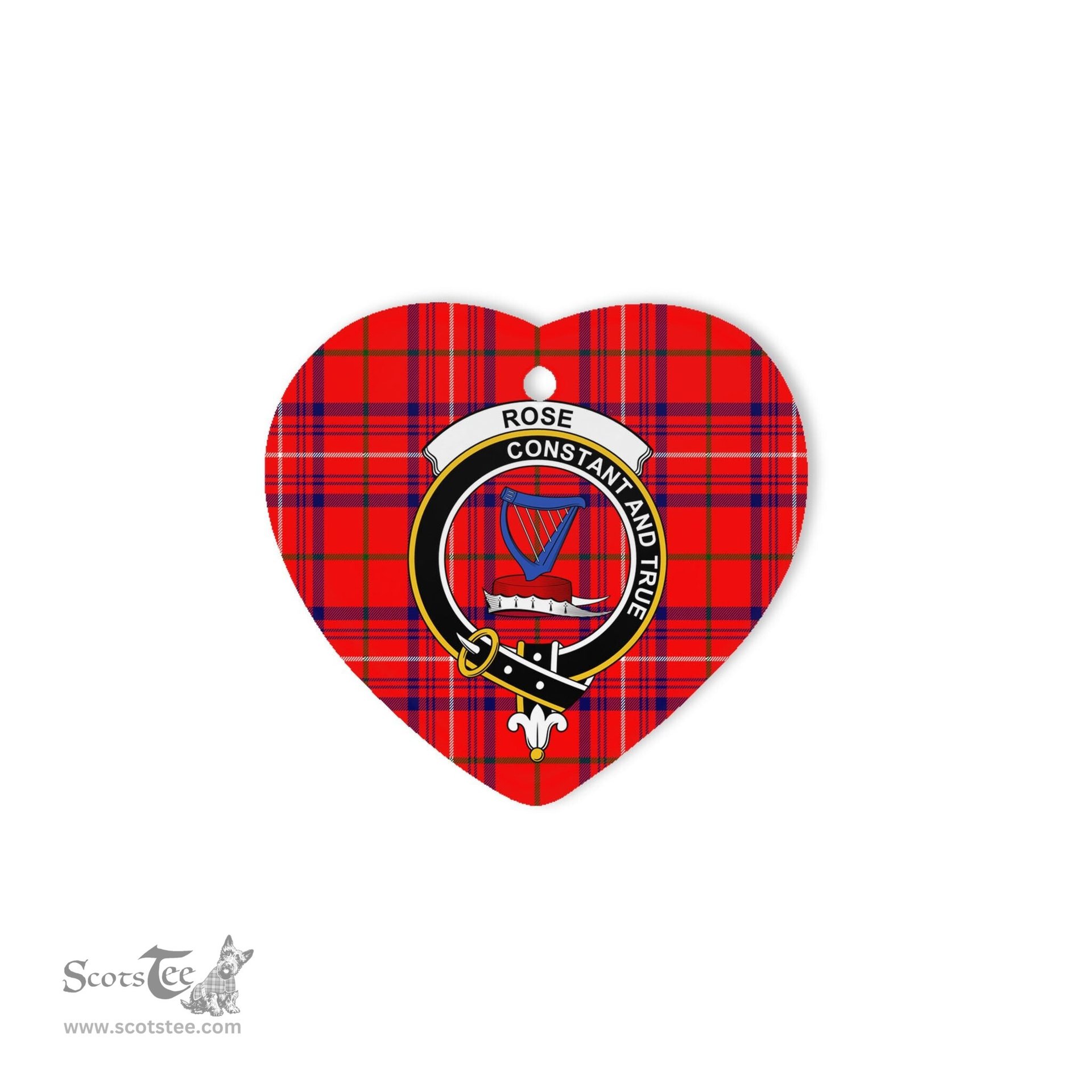 Rose Scottish Clan Plaid Ornament Gift. Christmas Tree Ornament Rose Christmas Ornament, Christmas Heart Ornament, Plaid Heart Ornament, Tartan Ornament, Tartan Heart Ornament