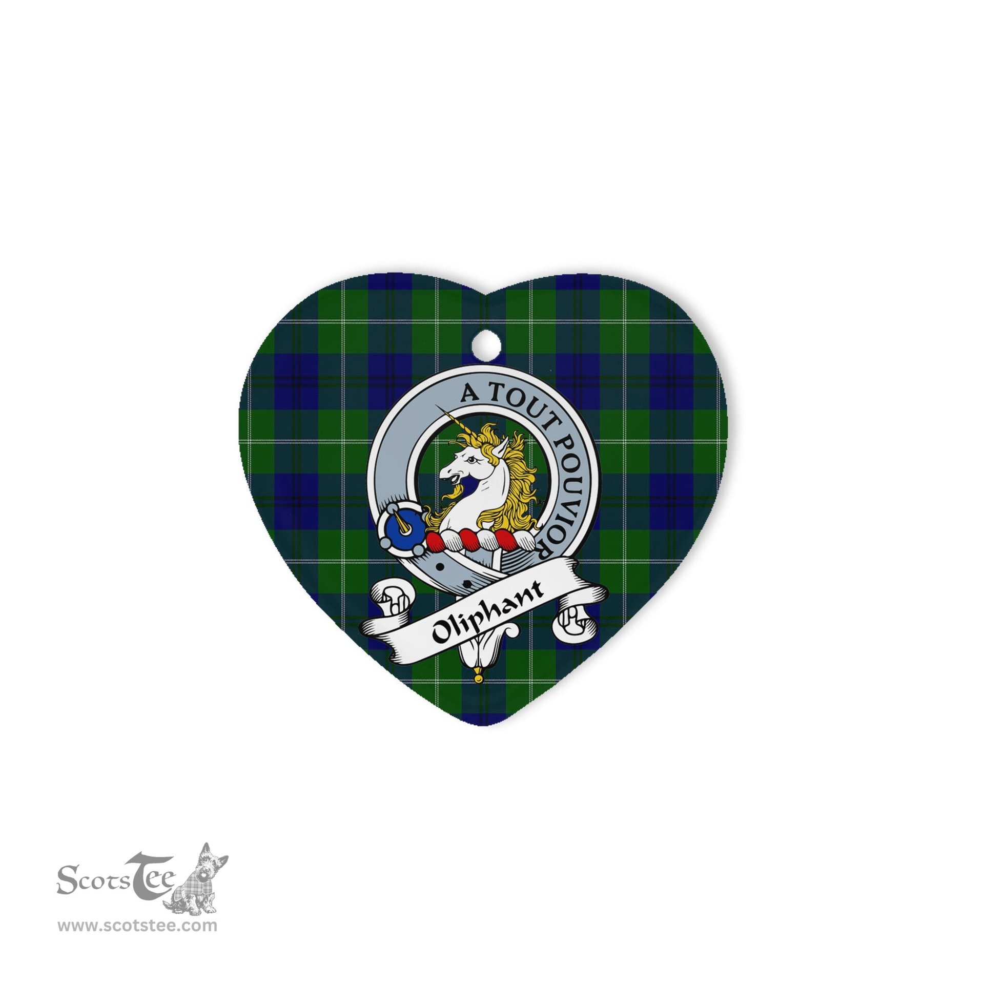 Oliphant Scottish Clan Badge Plaid Christmas Ornaments Gift Heart Ornament Oliphant Clan Tartan Ornaments, Plaid Ornament, christmas Ornament, plaid christmas ornament