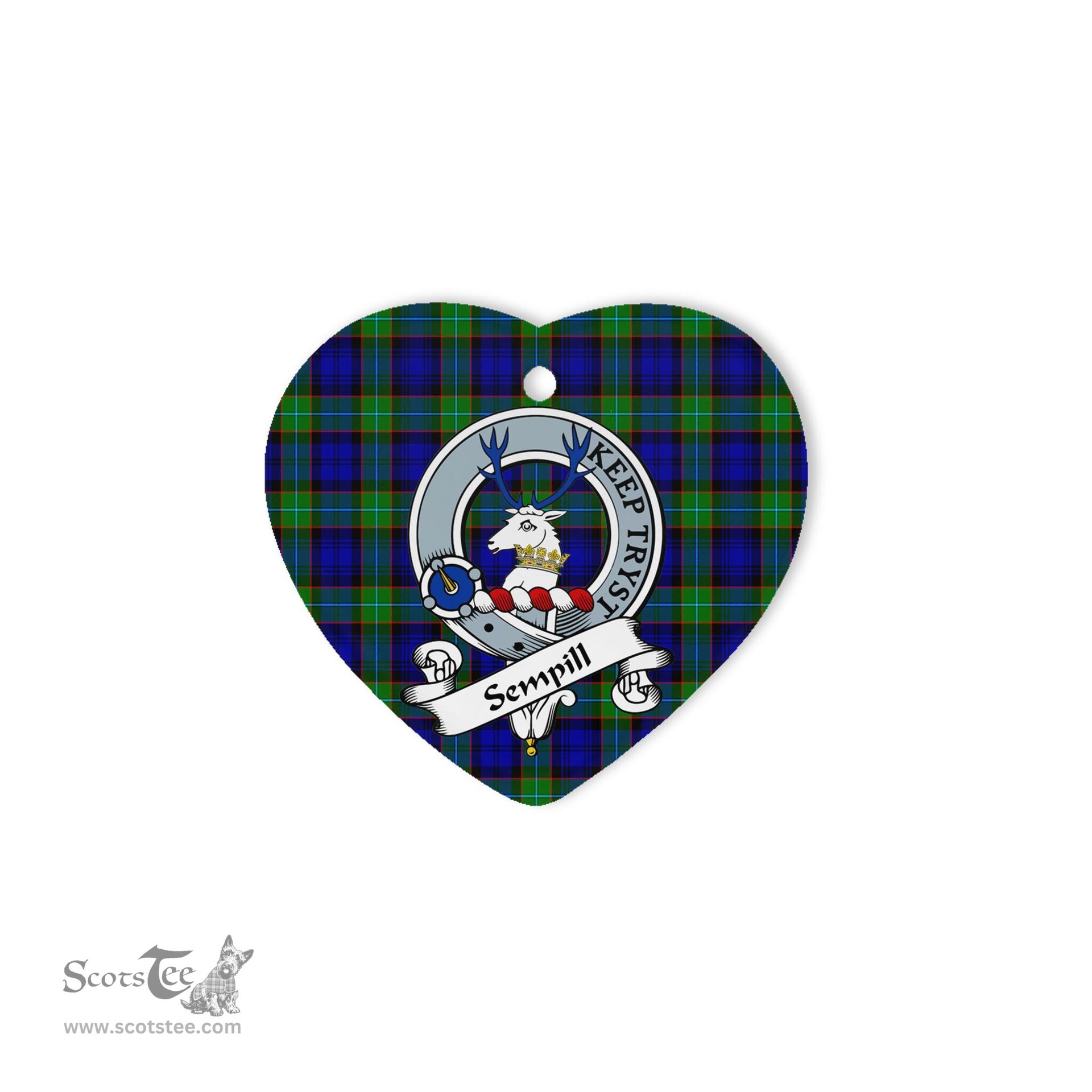 Sempill Scottish Clan Badge Plaid Christmas Ornaments Gift Heart Ornament Sempill Clan Tartan Ornaments, Plaid Ornament, christmas Ornament, plaid christmas ornament
