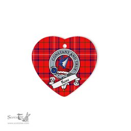 Rose Scottish Clan Badge Plaid Ornament Gift. Christmas Tree Ornament Rose Clan Tartan Ornament Great Christmas Ornaments Gift Heart Ornament