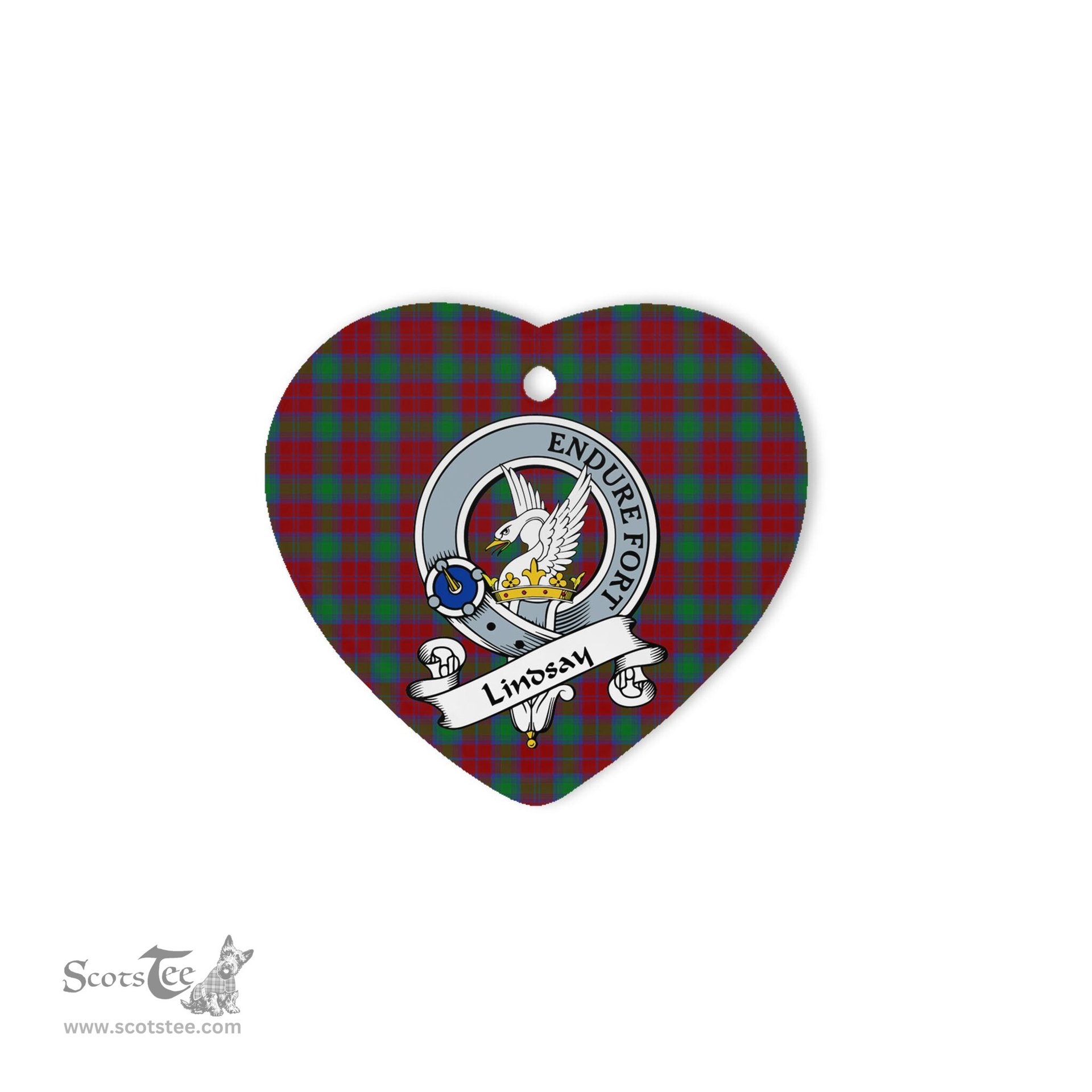 Lindsay Scottish Clan Badge Plaid Christmas Ornaments Gift Heart Ornament Lindsay Clan Tartan Ornaments, Plaid Ornament, christmas Ornament, plaid christmas ornament