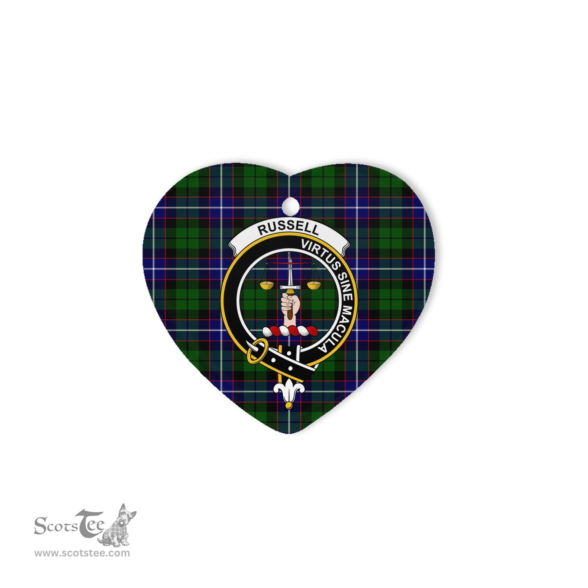 Russell Scottish Clan Plaid Ornament Gift. Christmas Tree Ornament Russell Christmas Ornament, Christmas Heart Ornament, Plaid Heart Ornament, Tartan Ornament, Tartan Heart Ornament