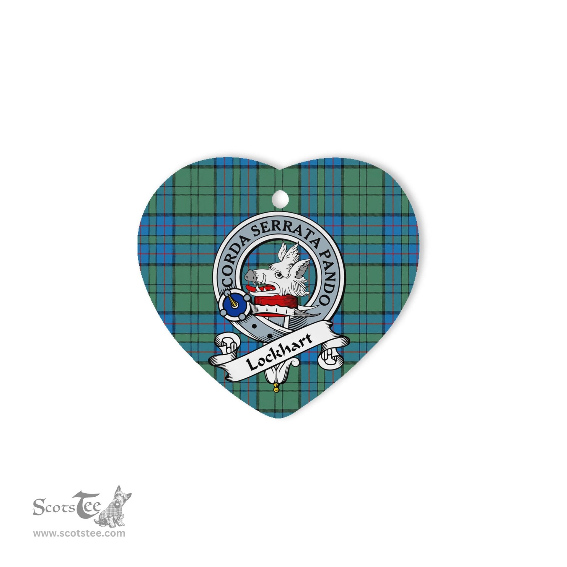 Lockhart Scottish Clan Badge Plaid Christmas Ornaments Gift Heart Ornament Lockhart Clan Tartan Ornaments, Plaid Ornament, christmas Ornament, plaid christmas ornament