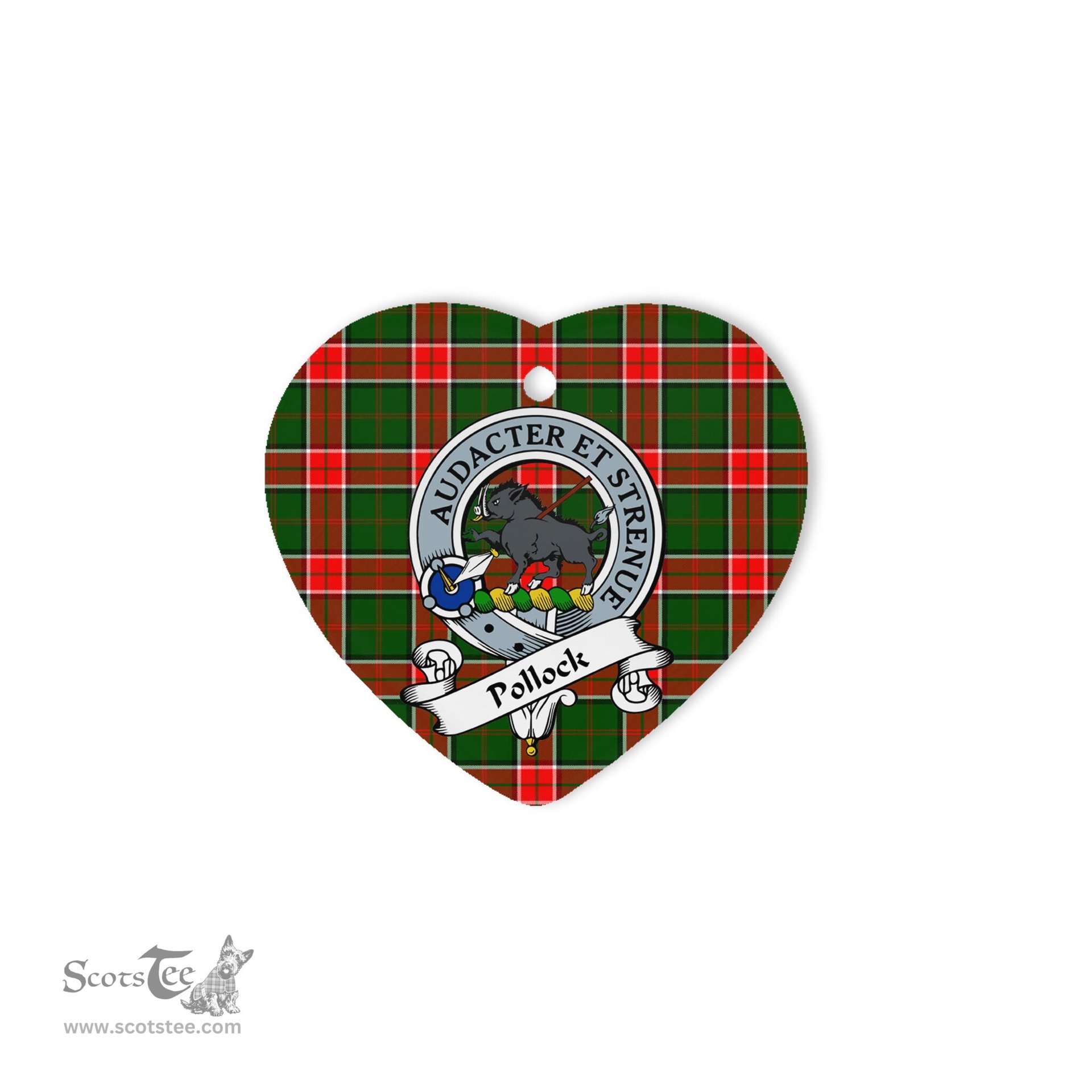 Pollock Scottish Clan Badge Plaid Christmas Ornaments Gift Heart Ornament Pollock Clan Tartan Ornaments, Plaid Ornament, christmas Ornament, plaid christmas ornament
