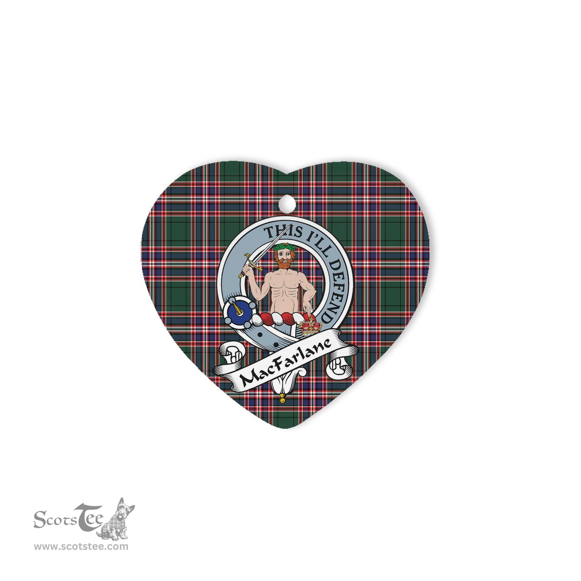 MacFarlane Scottish Clan Badge Plaid Ornament Gift. Christmas Tree Ornament MacFarlane Clan Tartan Ornament Great Christmas Ornaments Gift Heart Ornament