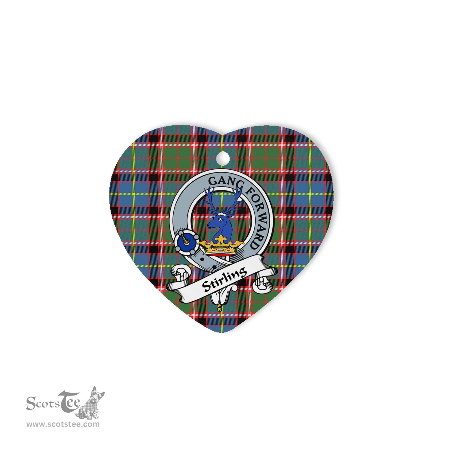 Stirling of Cadder Scottish Clan Badge Plaid Christmas Ornaments Gift Heart Ornament Stirling of Cadder Clan Tartan Ornaments, Plaid Ornament, christmas Ornament, plaid christmas ornament