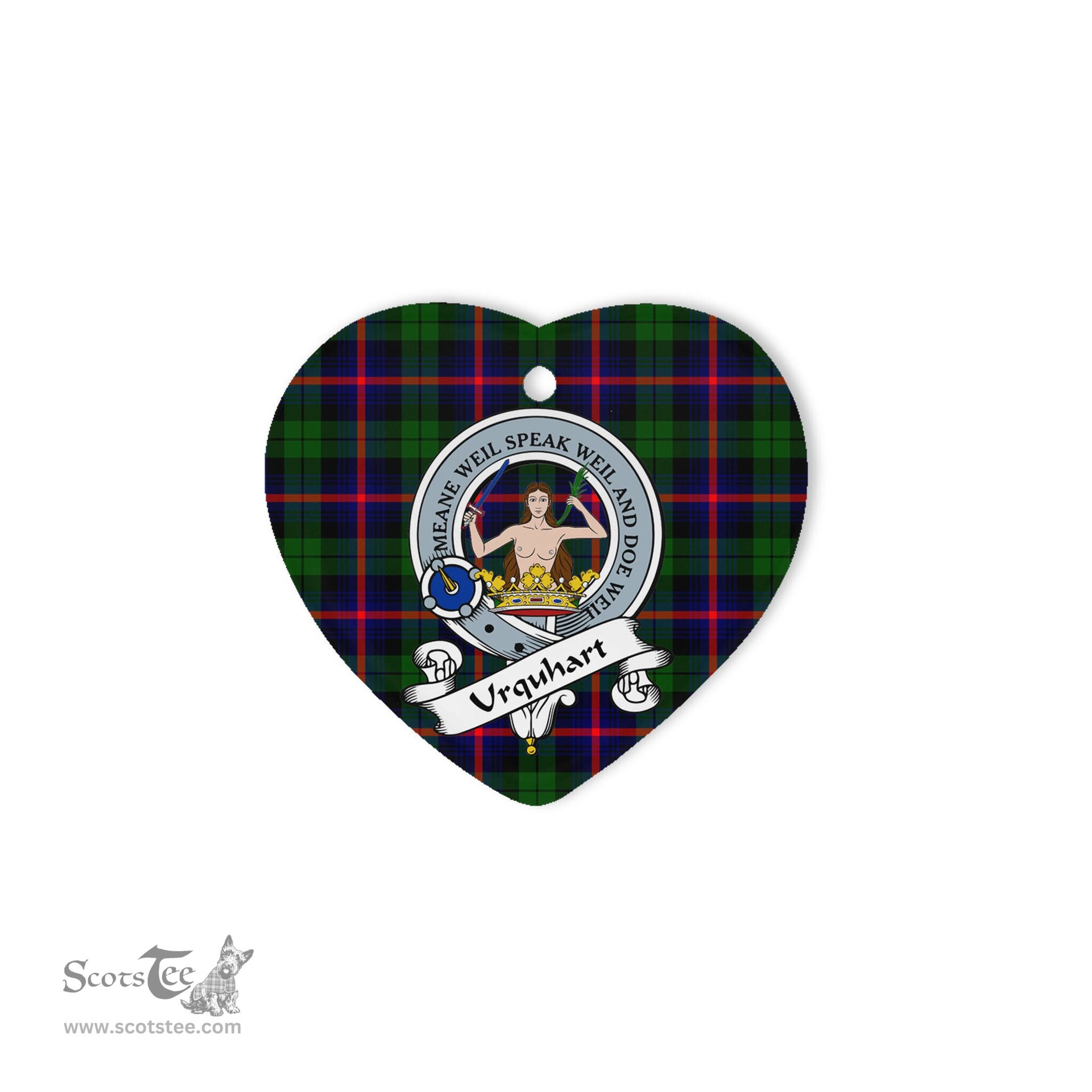 Urquhart Scottish Clan Badge Plaid Christmas Ornaments Gift Heart Ornament Urquhart Clan Tartan Ornaments, Plaid Ornament, christmas Ornament, plaid christmas ornament