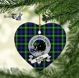 Baillie Scottish Clan Badge Plaid Christmas Ornaments Gift Heart Ornament Baillie Clan Tartan Ornaments, Plaid Ornament, christmas Ornament, plaid christmas ornament