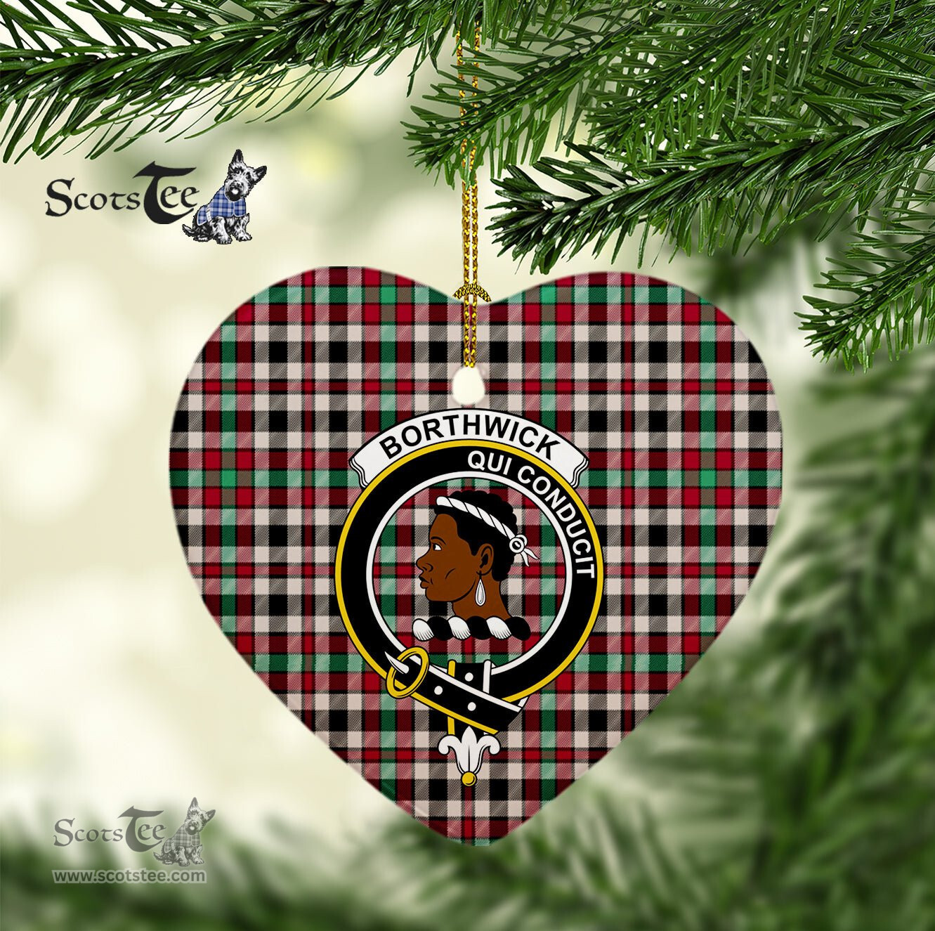 Borthwick Scottish Clan Plaid Ornament Gift. Christmas Tree Ornament Borthwick Clan Tartan Ornament Great Christmas Ornaments Gift Heart Ornament - Scotstee Shop