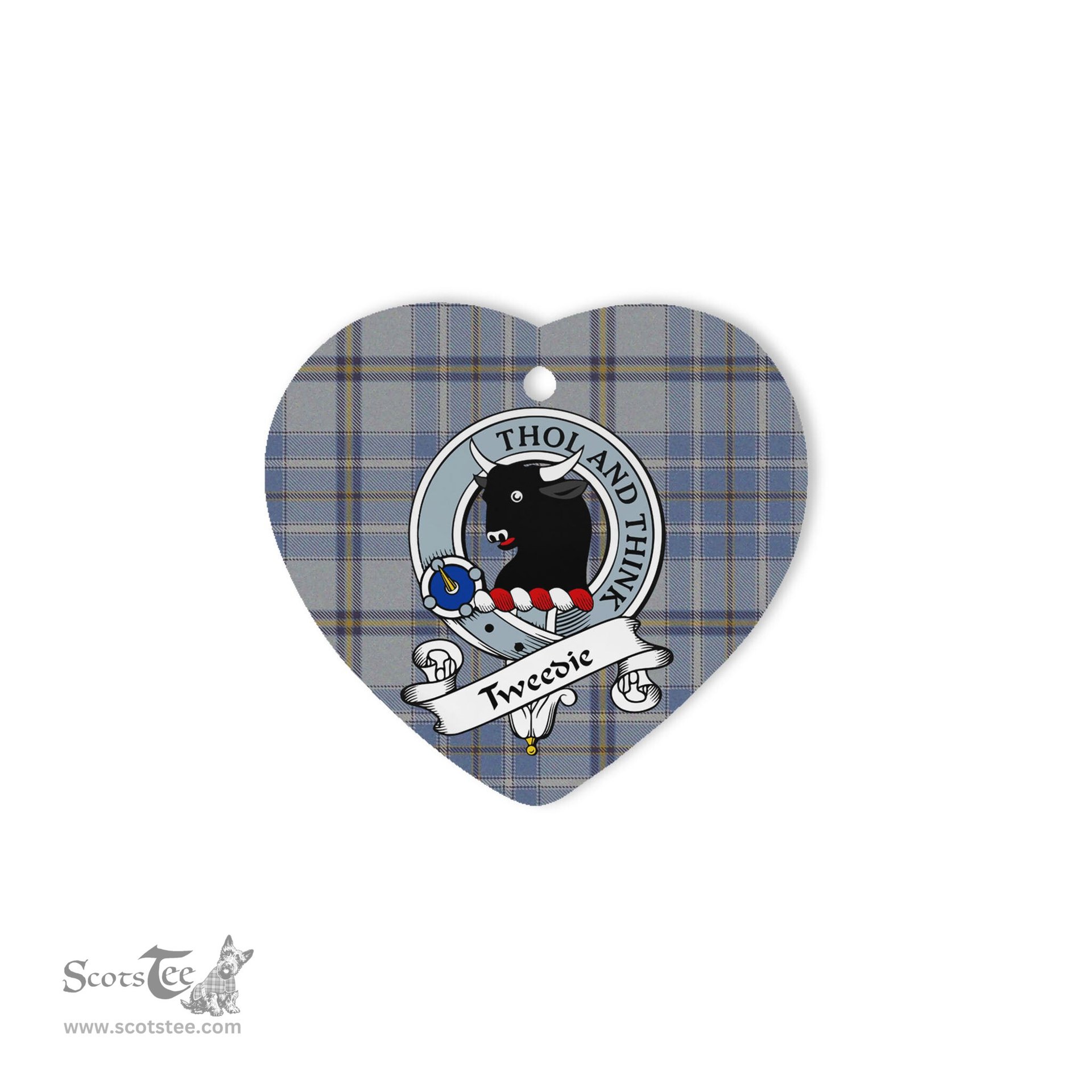 Tweedie Scottish Clan Badge Plaid Christmas Ornaments Gift Heart Ornament Tweedie Clan Tartan Ornaments, Plaid Ornament, christmas Ornament, plaid christmas ornament