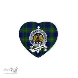 Johnstone Scottish Clan Badge Plaid Christmas Ornaments Gift Heart Ornament Johnstone Clan Tartan Ornaments, Plaid Ornament, christmas Ornament, plaid christmas ornament