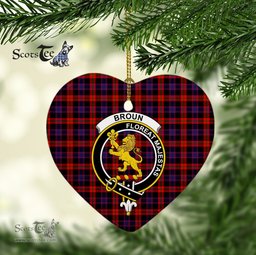 Broun Scottish Clan Badge Plaid Christmas Ornaments Gift Heart Ornament Broun Clan Tartan Ornaments, Plaid Ornament, christmas Ornament, plaid christmas ornament
