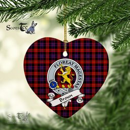 Broun Scottish Clan Badge Plaid Christmas Ornaments Gift Heart Ornament Broun Clan Tartan Ornaments, Plaid Ornament, christmas Ornament, plaid christmas ornament
