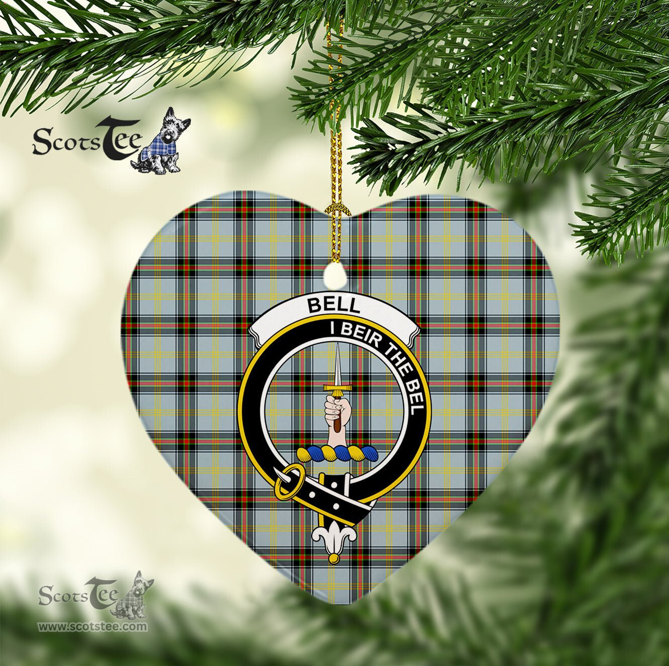 Bell Scottish Clan Plaid Ornament Gift. Christmas Tree Ornament Bell Christmas Ornament, Christmas Heart Ornament, Plaid Heart Ornament, Tartan Ornament, Tartan Heart Ornament