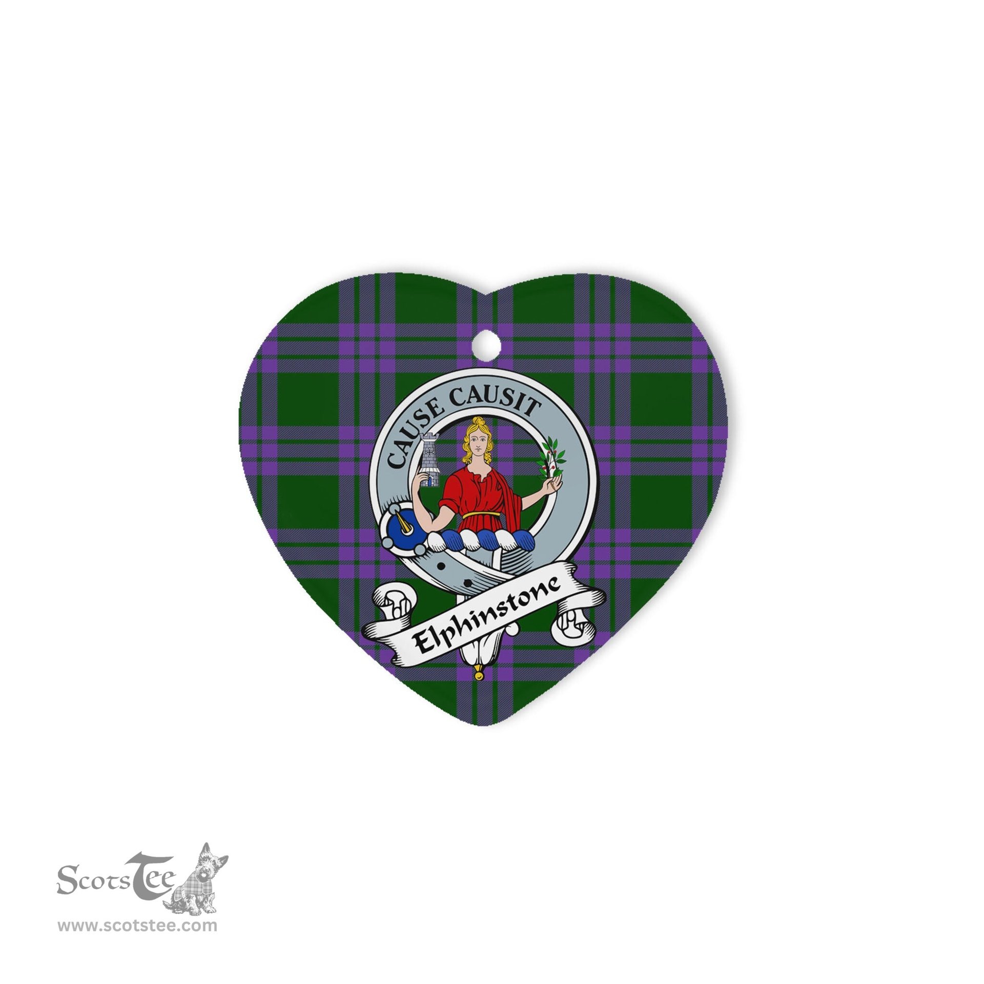 Elphinstone Scottish Clan Badge Plaid Ornament Gift. Christmas Tree Ornament Elphinstone Clan Tartan Ornament Great Christmas Ornaments Gift Heart Ornament