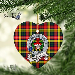Buchanan Scottish Clan Badge Plaid Christmas Ornaments Gift Heart Ornament Buchanan Clan Tartan Ornaments, Plaid Ornament, christmas Ornament, plaid christmas ornament