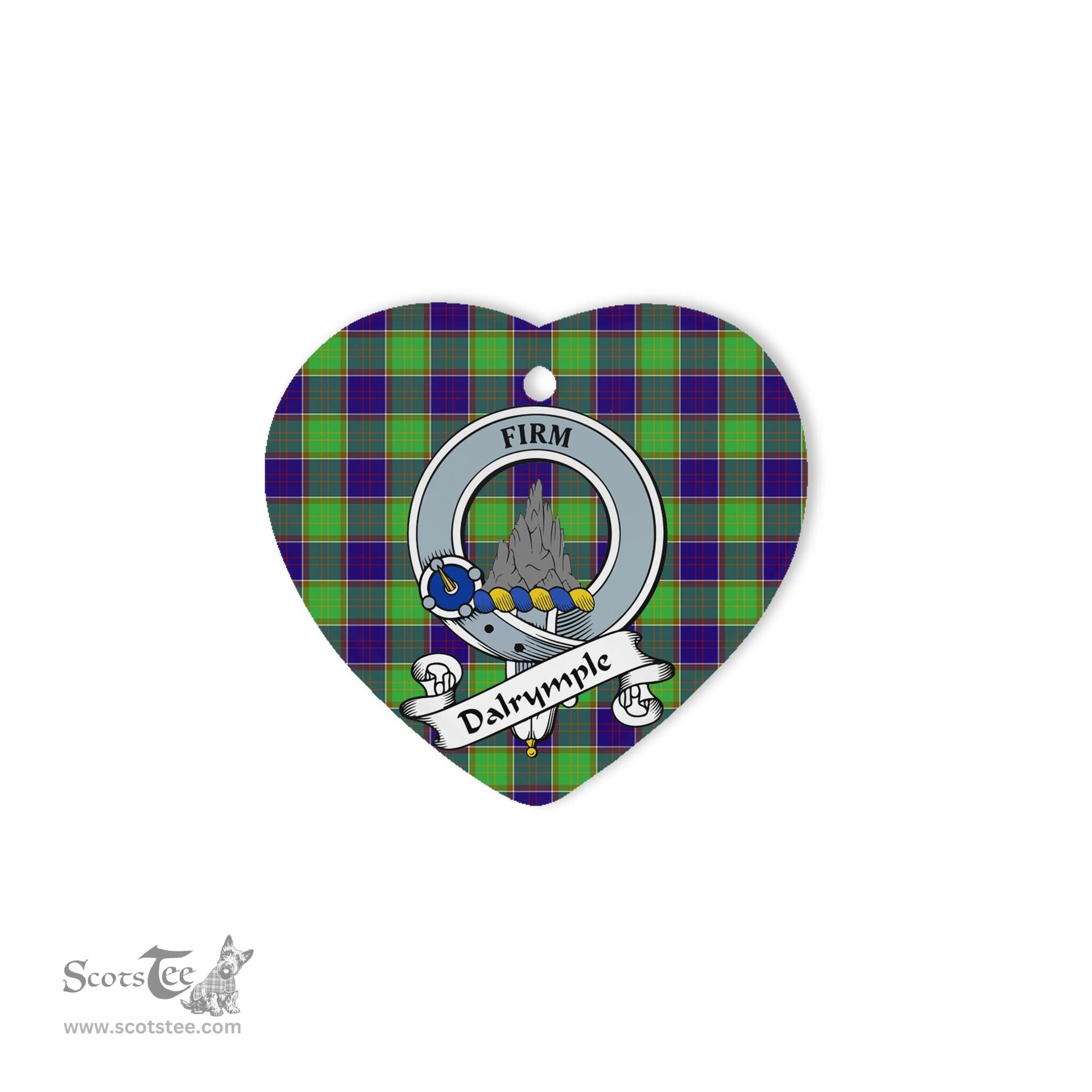 Dalrymple Scottish Clan Badge Plaid Christmas Ornaments Gift Heart Ornament Dalrymple Clan Tartan Ornaments, Plaid Ornament, christmas Ornament, plaid christmas ornament