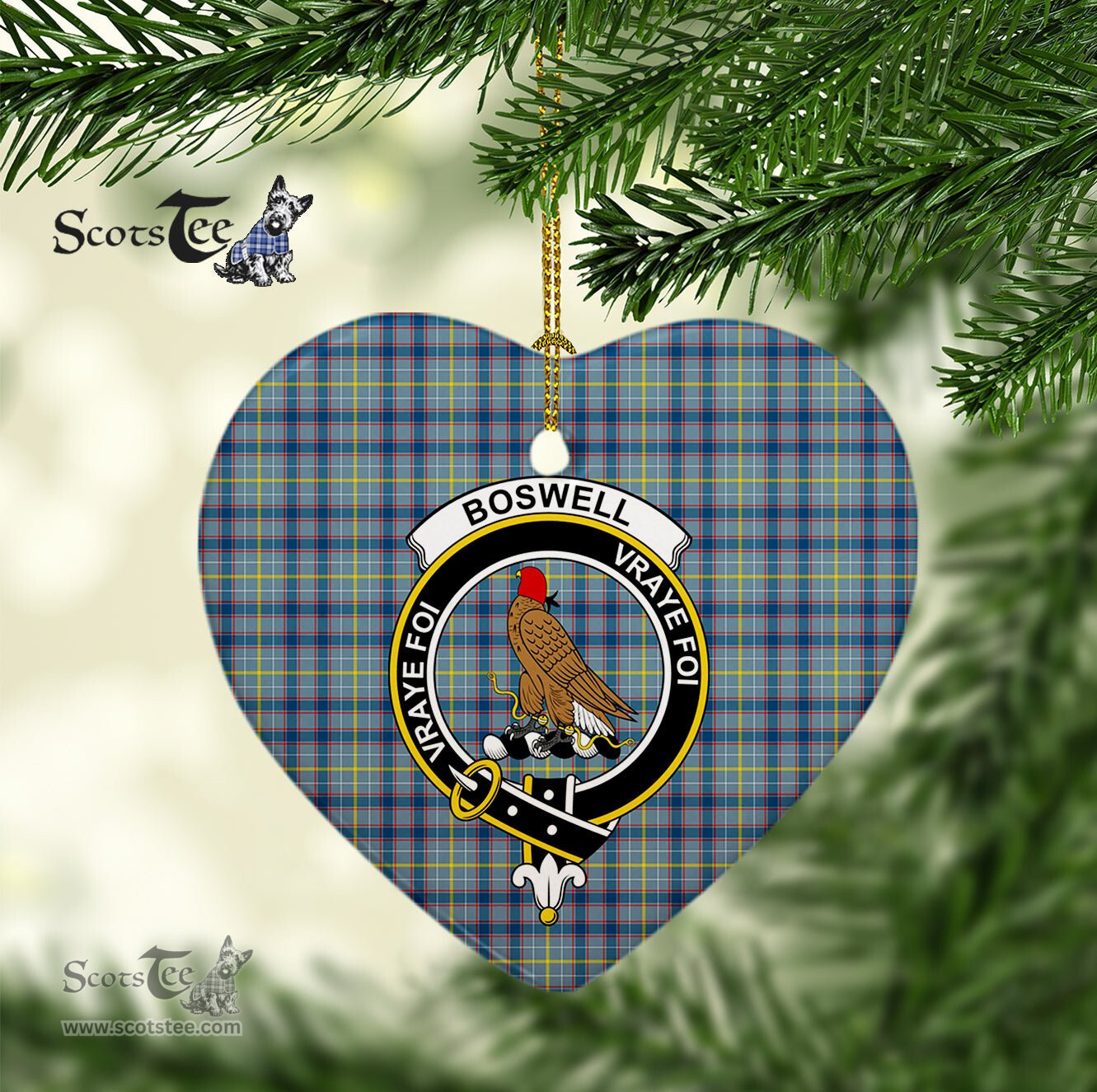 Boswell Scottish Clan Plaid Ornament Gift. Christmas Tree Ornament Boswell Christmas Ornament, Christmas Heart Ornament, Plaid Heart Ornament, Tartan Ornament, Tartan Heart Ornament