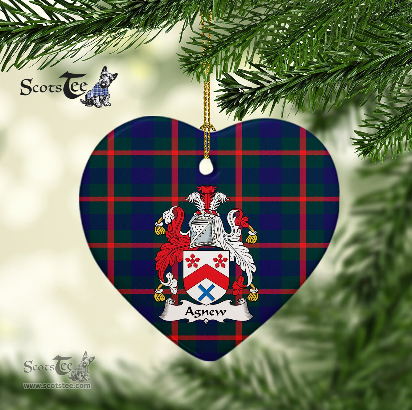 Agnew Family Crest Scottish Clan Plaid Ornament Gift. Christmas Tree Ornament Agnew Clan Tartan Ornament Great Christmas Ornaments Gift Heart Ornament - Scotstee Shop