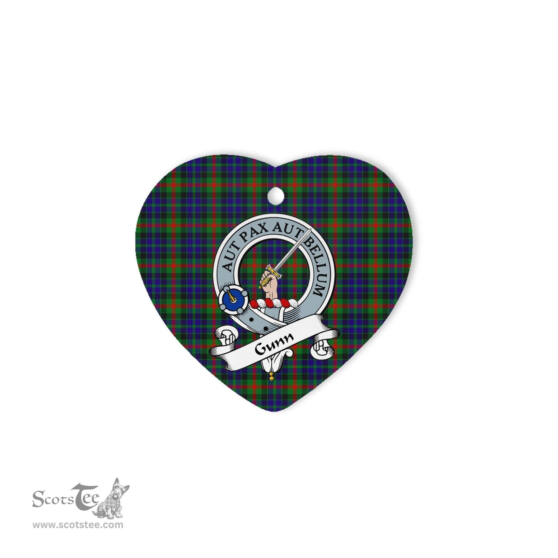 Gunn Scottish Clan Badge Plaid Ornament Gift. Christmas Tree Ornament Gunn Clan Tartan Ornament Great Christmas Ornaments Gift Heart Ornament