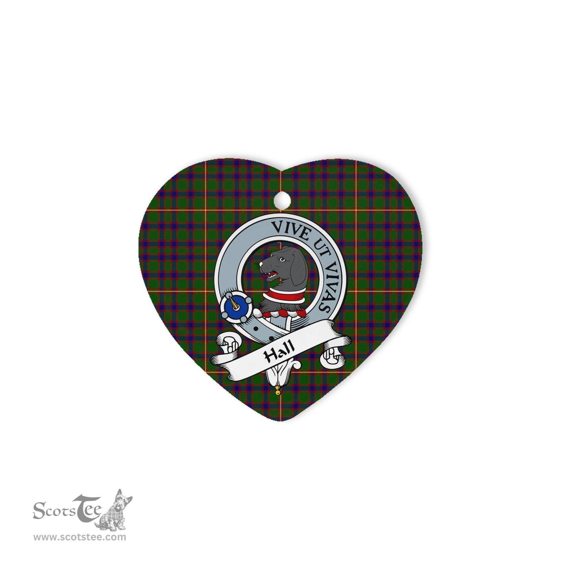 Hall Scottish Clan Badge Plaid Ornament Gift. Christmas Tree Ornament Hall Clan Tartan Ornament Great Christmas Ornaments Gift Heart Ornament