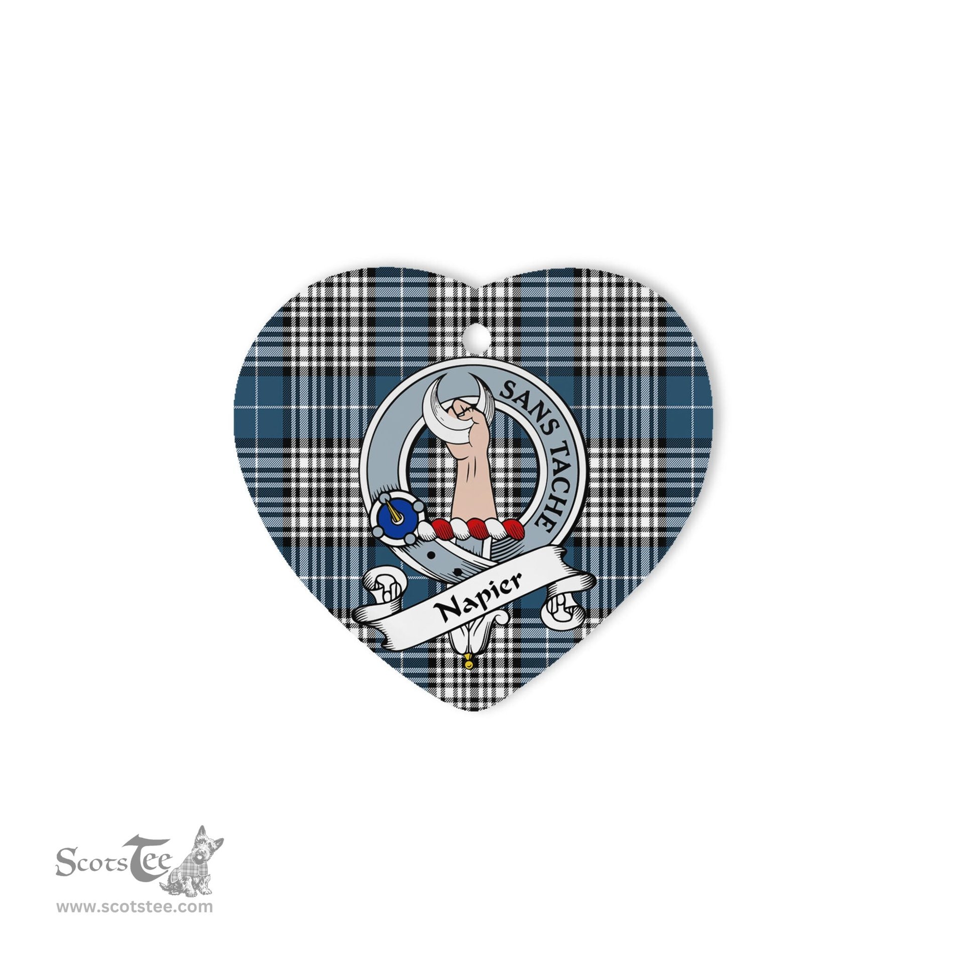 Napier Scottish Clan Badge Plaid Christmas Ornaments Gift Heart Ornament Napier Clan Tartan Ornaments, Plaid Ornament, christmas Ornament, plaid christmas ornament
