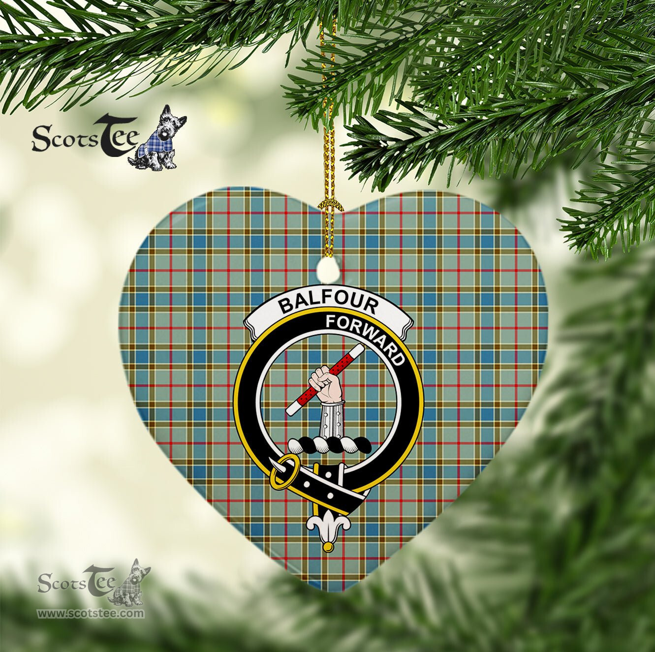 Balfour Scottish Clan Plaid Ornament Gift. Christmas Tree Ornament Balfour Christmas Ornament, Christmas Heart Ornament, Plaid Heart Ornament, Tartan Ornament, Tartan Heart Ornament