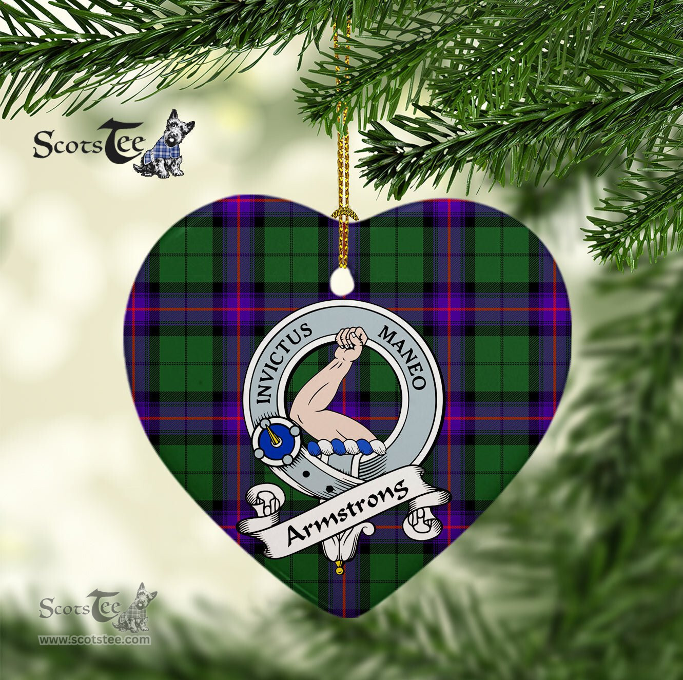 Armstrong Scottish Clan Badge Plaid Ornament Gift. Christmas Tree Ornament Armstrong Clan Tartan Ornament Great Christmas Ornaments Gift Heart Ornament - Scotstee Shop