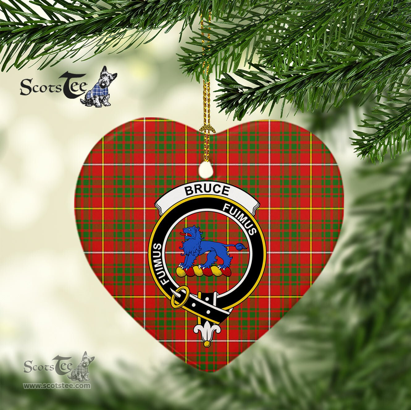 Bruce Scottish Clan Plaid Ornament Gift. Christmas Tree Ornament Bruce Christmas Ornament, Christmas Heart Ornament, Plaid Heart Ornament, Tartan Ornament, Tartan Heart Ornament